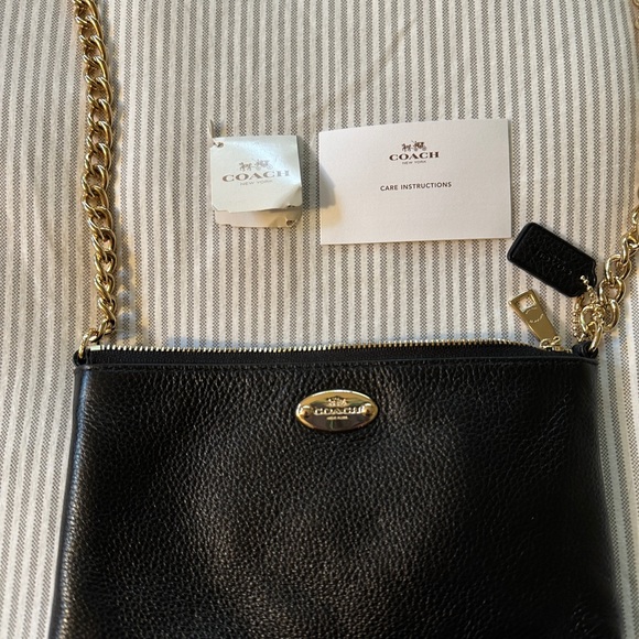 Authentic Coach black pebbled leather bag,Quinn with chain strap new with tags - Picture 2 of 6